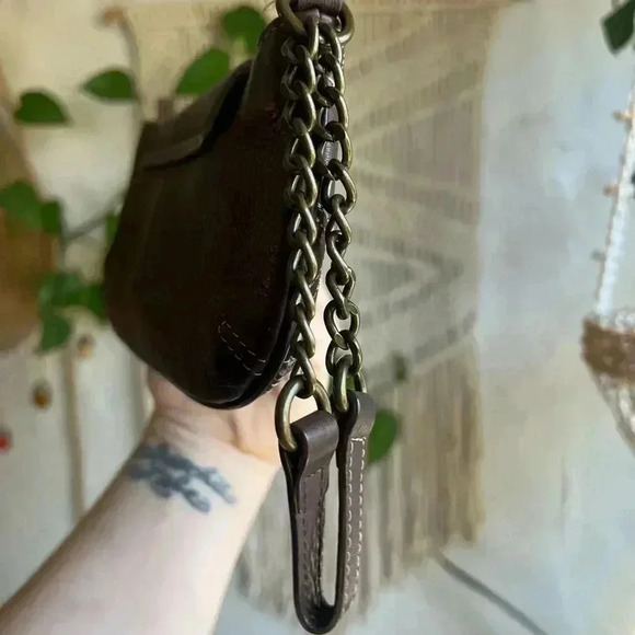 Fossil Brown Quilted Leather Wristlet / Clutch with Snap Closure - Picture 7 of 15